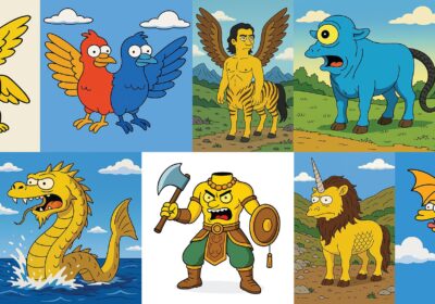 AI Image Generation - Simpson Style Classic of Mountains and Seas Creatures